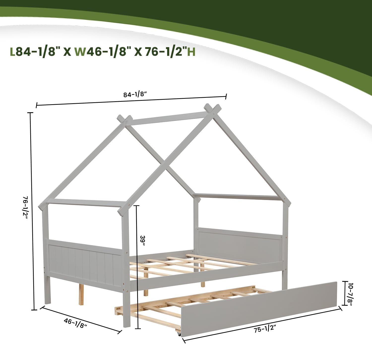 Hanway Cama nido individual  Doble funcionalidad que ahorra espacio, diseño elegante, perfecta para habitaciones de niños (gris)