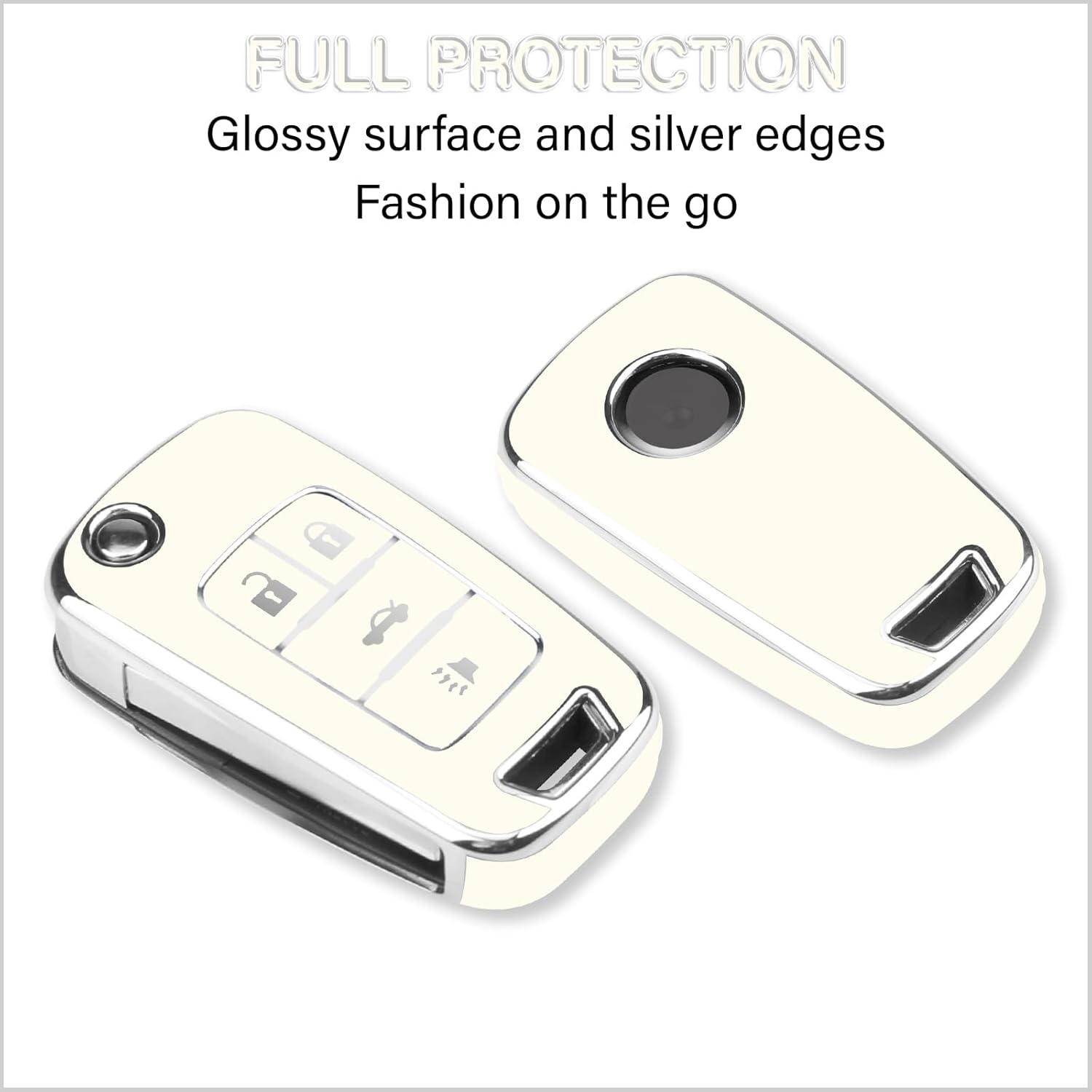 QBUC Funda para llavero Chevy con llavero de poliuretano termoplástico suave con ribete plateado, compatible con Chevrolet Chevy Equinox Malibu