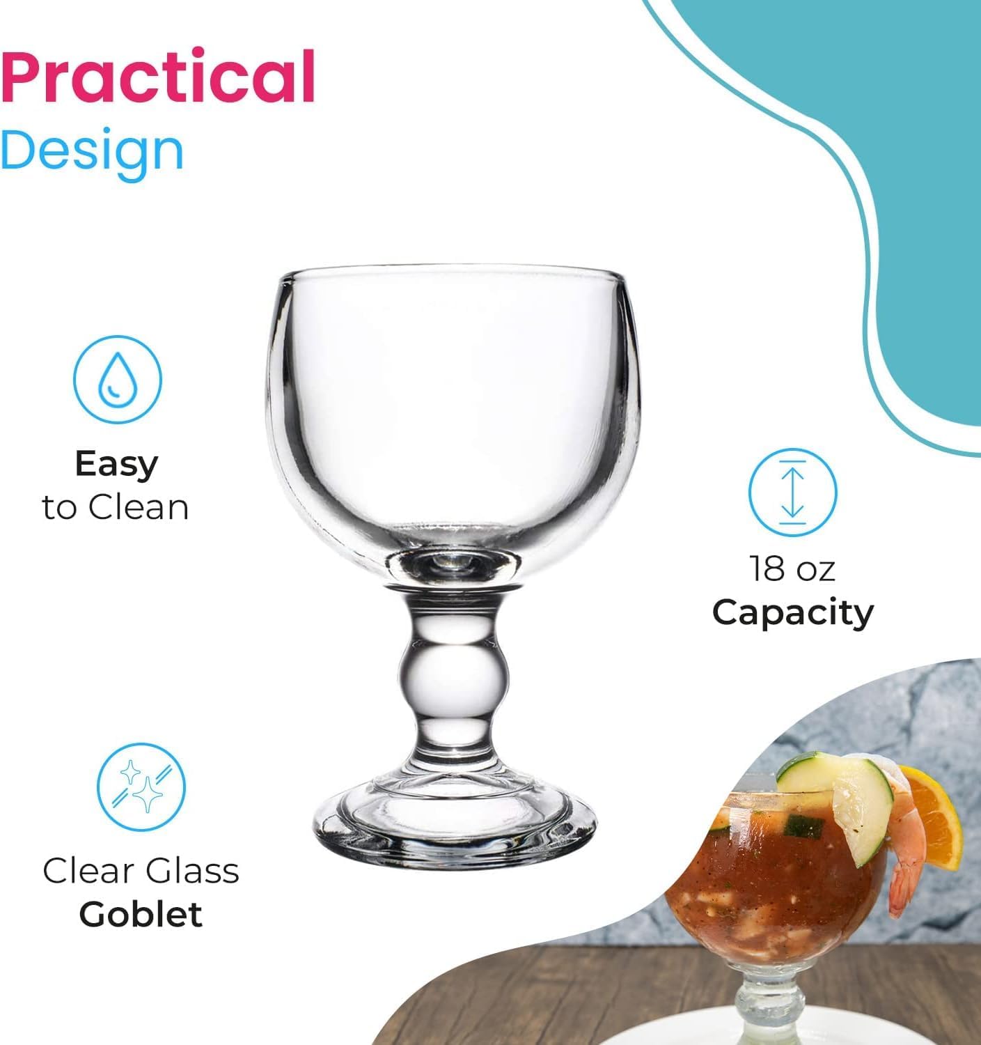 Schooner – Vaso de cerveza  Cáliz grande de vidrio de 18 onzas  Vasos de cóctel duraderos y versátiles  Ideal para tequila y mezcal margarita,