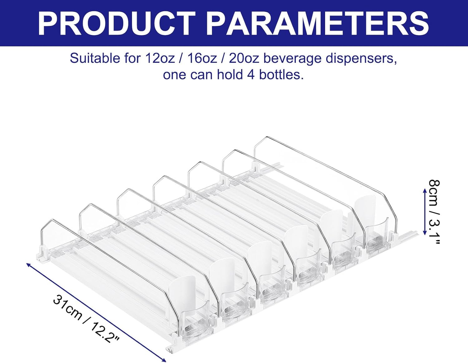 uxcell Organizador de latas de soda para refrigerador, organizador de bebidas autoempujable para refrigerador, dispensador de bebidas ajustable de