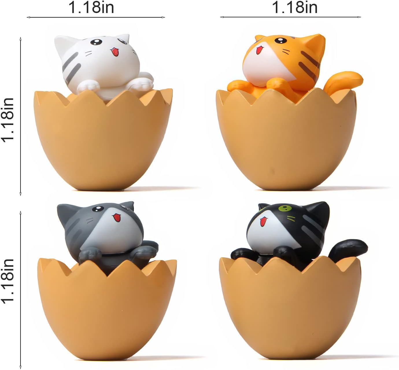 Juego de estatua de gatito, juego de 4 figuras de gato de lujo, lindas figuras de gato, decoración de pasteles de fiesta de cumpleaños, decoración