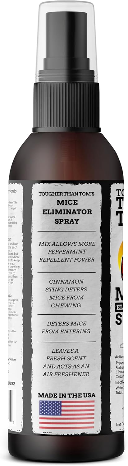 Tougher Than Tom Aerosol repelente de ratones, paquete de 3, 8 onzas líquidas de aceite de canela y menta prémium en aerosol para roedores,