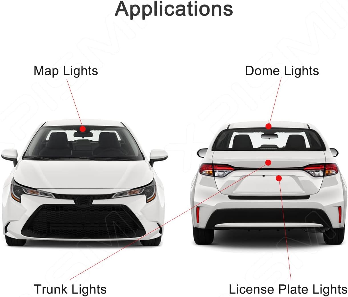 Paquete de 6 piezas de 6000 K Corolla LED de luz interior blanca de repuesto para Toyota Corolla 2003-2012 2013 2014 2015 2016 2017 2018 2019 2020