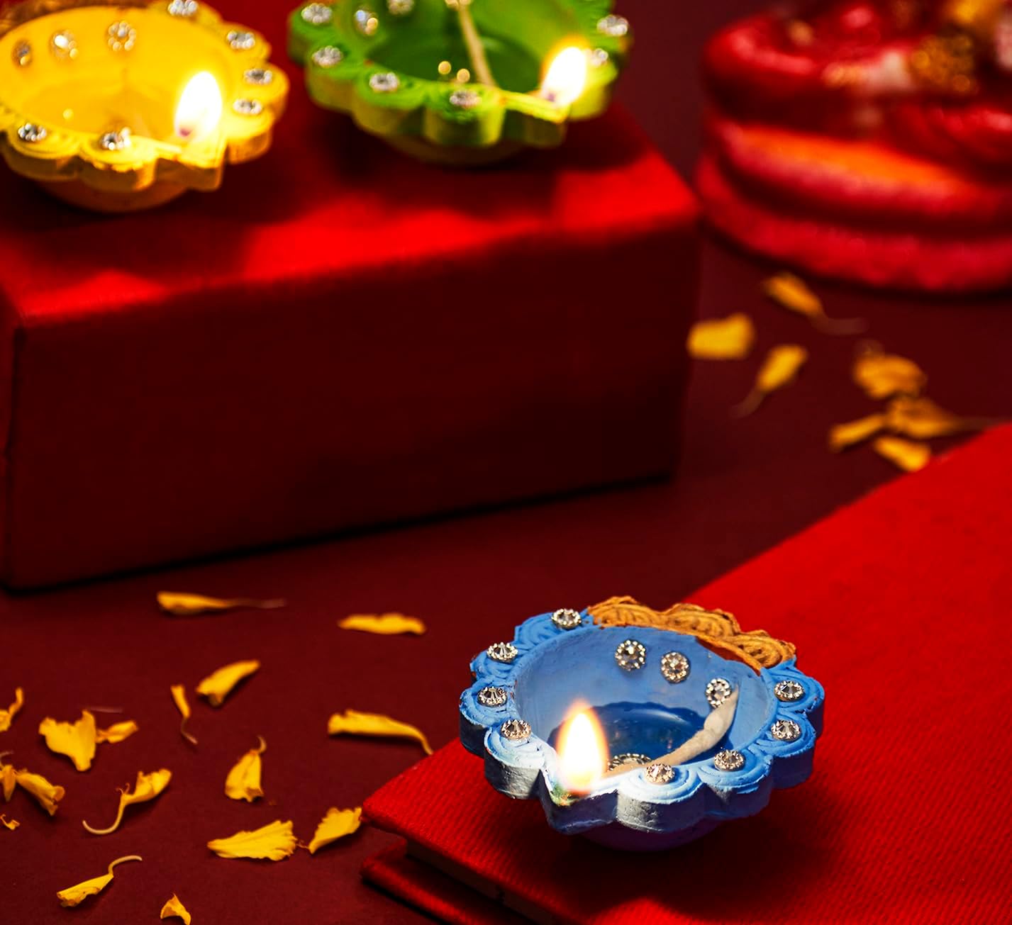 12 piezas Diwali Diyas para decoración Diwali Decoraciones para el hogar Diwali luces Diwali Decoración Diwali Diya Diwali Vela Diwali Regalos para