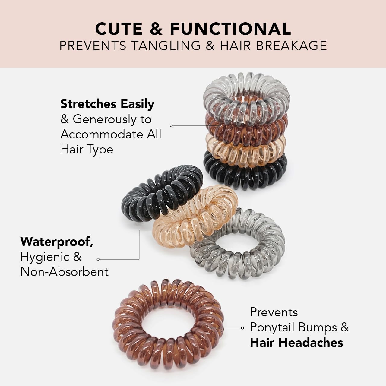 Kitsch lazos para el cabello en espiral, bobinas para el cabello, lazos para el cabello con cable telefónico, bobinas para el cabello, 4 unidades,