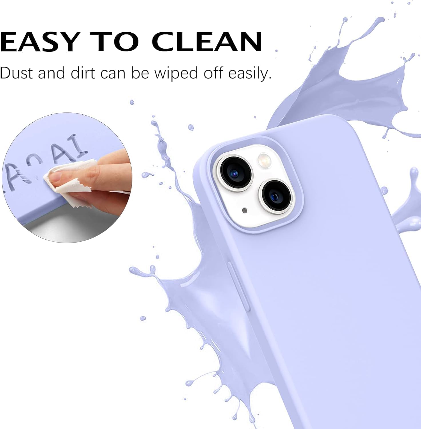 Telaso Compatible con iPhone 14, silicona líquida de goma de gel suave iPhone 14, funda delgada para teléfono con forro de microfibra, fundas