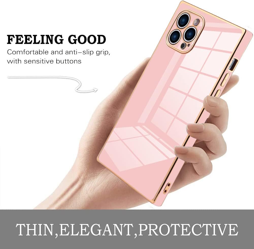 KANGHAR Funda cuadrada compatible con iPhone 13 Pro Max de lujo con bonito diseño galvanizado, funda cuadrada de cuerpo completo, antiarañazos, a