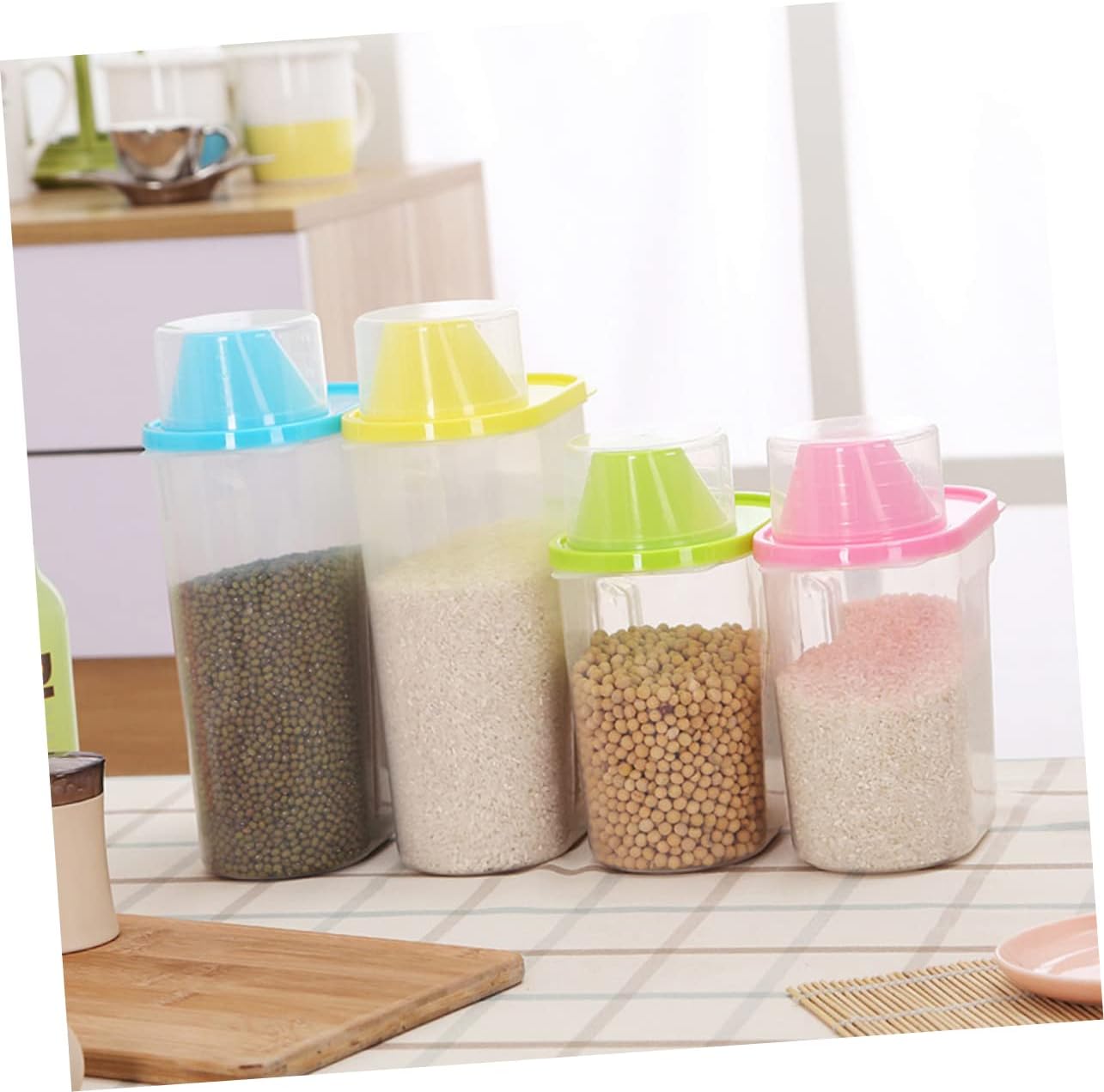 NOLITOY Tarro de almacenamiento de despensa de 3 piezas contenedor de almacenamiento de alimentos para mascotas, almacenamiento de nueces de cocina,