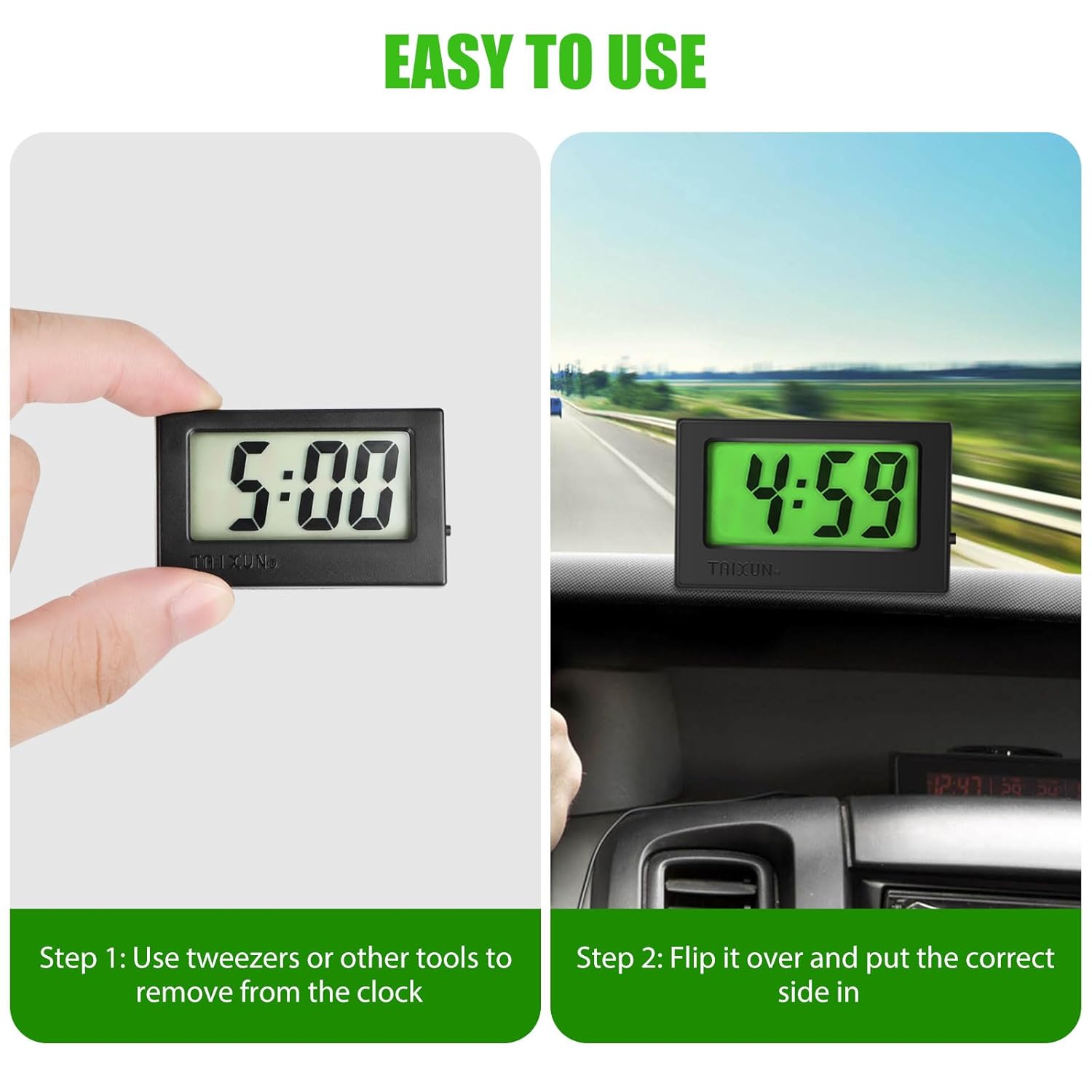 Linkstyle 2 relojes digitales para tablero de instrumentos de automóvil, mini reloj para automóvil, camión, horario, reloj digital electrónico para