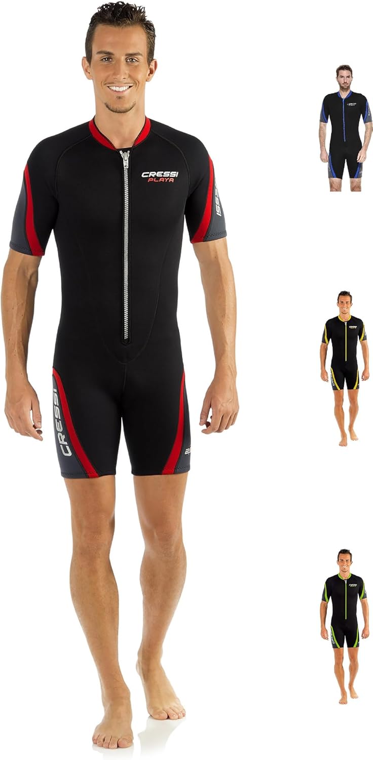 Cressi Shorty – Traje de neopreno para hombre, para buceo, esnórquel, windsurf, 0.098 in, Playa Flex