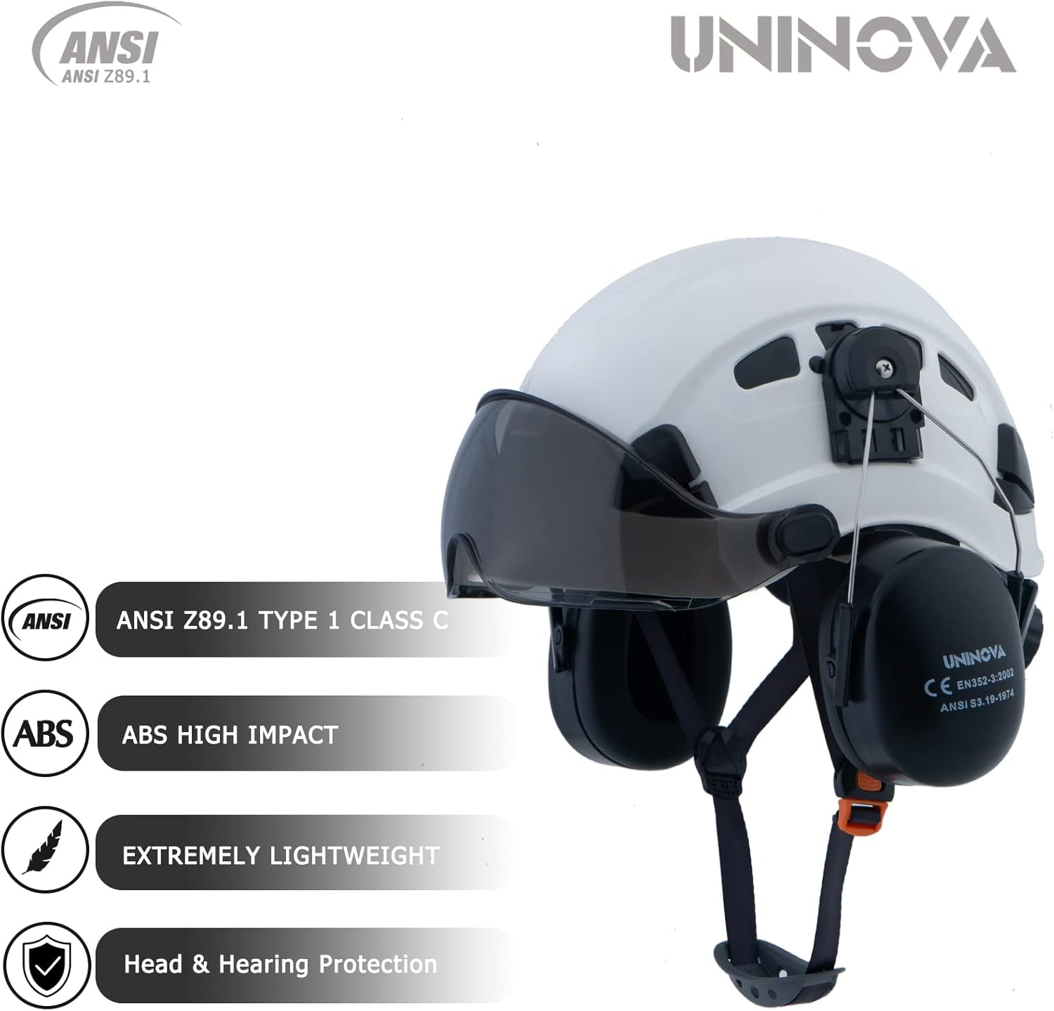 UNINOVA Arborist Helmet Forestry Helmet Chainsaw Helmet with Visor and Earmuffs,OSHA Safety Hard Hat Helmet for Logging Trimming Mowing Climbing
