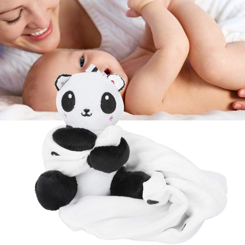 Manta de seguridad para bebé con animales de peluche para niños y niñas, súper suave y adorable (panda negro y blanco)