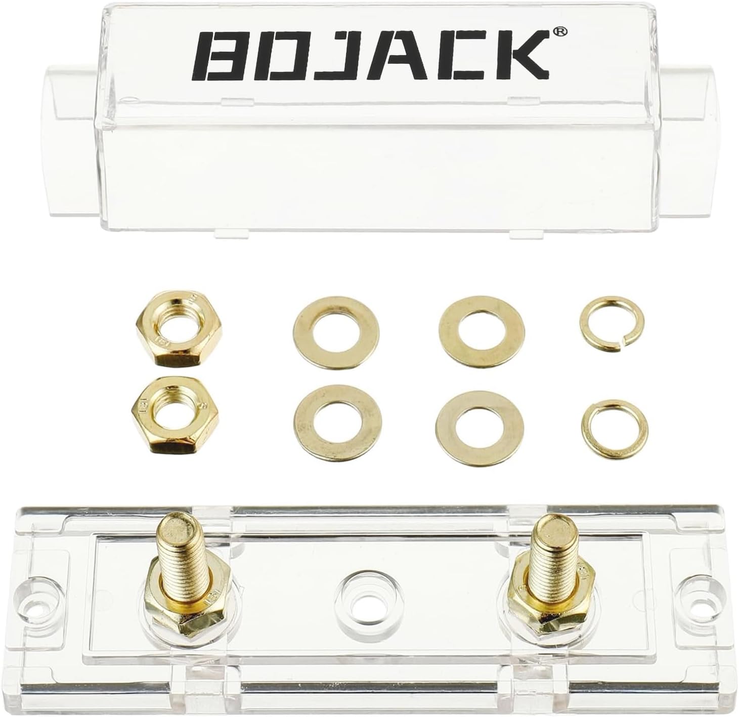 BOJACK 2 unids 60A Clear Shell ANL Fuse Holder y 2 Pcs 60Amp 32 VDC ANL fusibles para sistema de audio y video