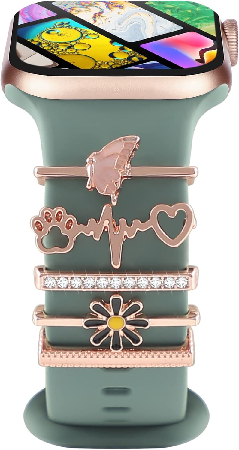 Abalorios para Apple Watch Band de 1.575 in 1.614 in 1.732 in 1.496 in 1.772 in 1.654 in, joyería de diamantes de metal para anillo decorativo,