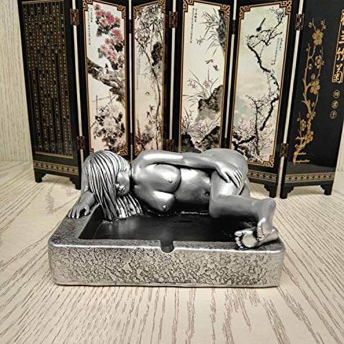Ceniceros de figura de belleza para mujer, bandeja de ceniza de cigarro para el hogar, café, pabellón, restaurante, bar, decoración (plata)