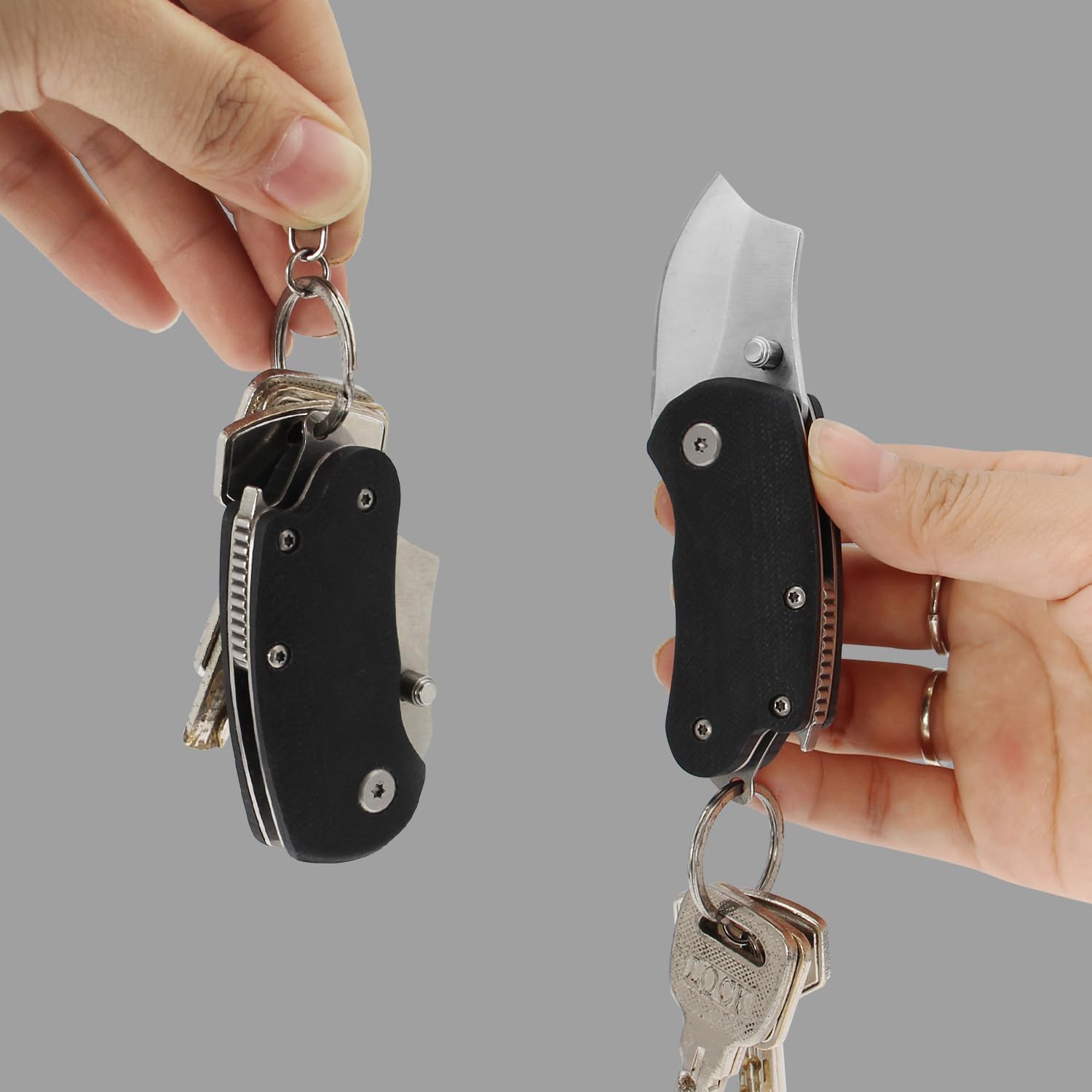 BYKCO Cuchillos de bolsillo plegables pequeños, cuchillo EDC pequeño con mango G10, cuchillo plegable de hoja de 1.8 pulgadas con abridor de