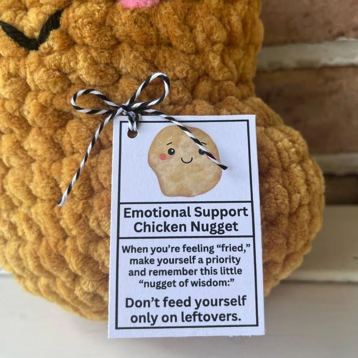 Nugget de pollo de apoyo emocional, lindo pollo de peluche hecho a mano con apoyo emocional, divertida muñeca de reducción de presión, adornos