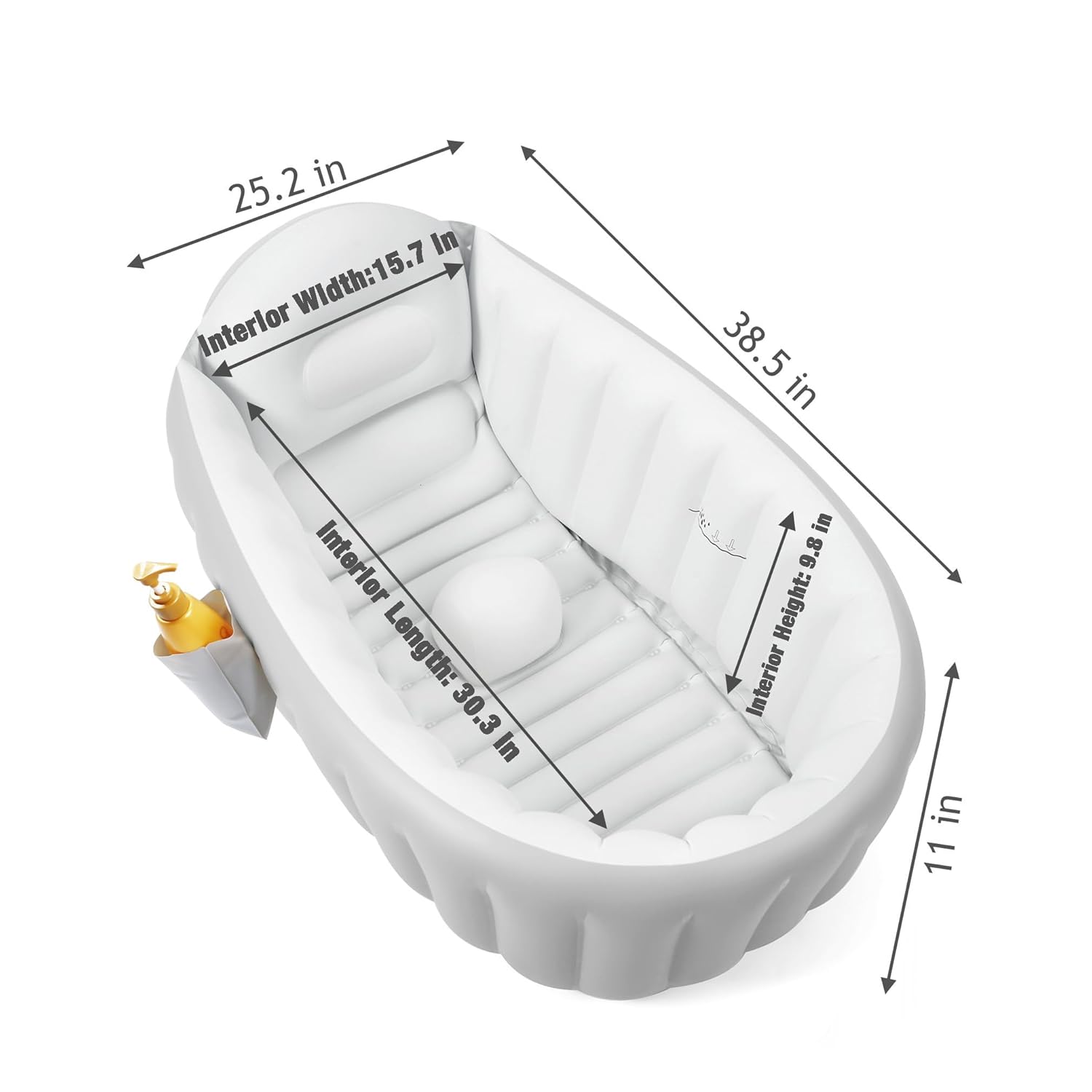 PandaEar Bañera inflable para bebé para ducha, bañera portátil plegable para niños, bañera de bebé de 6 a 12 meses, bañera de viaje para bebé,