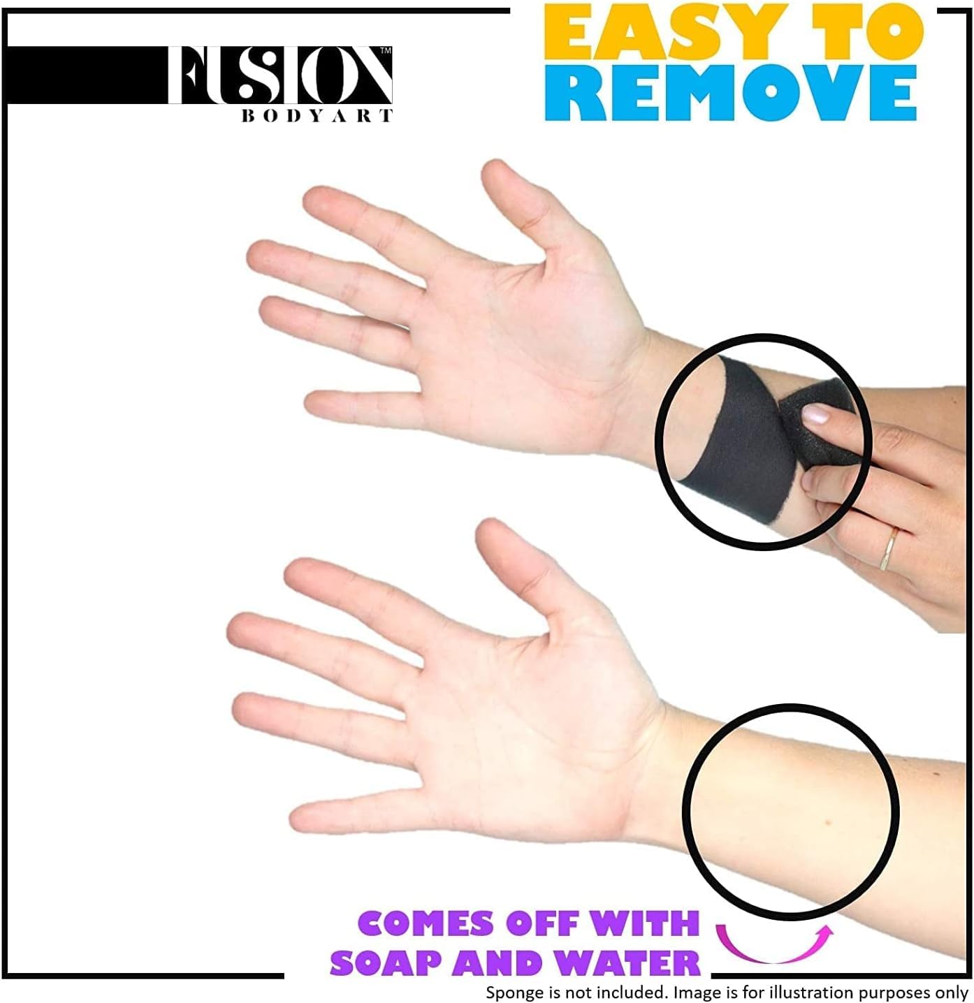 Fusion Body Art Pintura facial Pro Parafina blanca (1.26 onzas), calidad profesional activada por agua para la cara y el cuerpo, suministros de