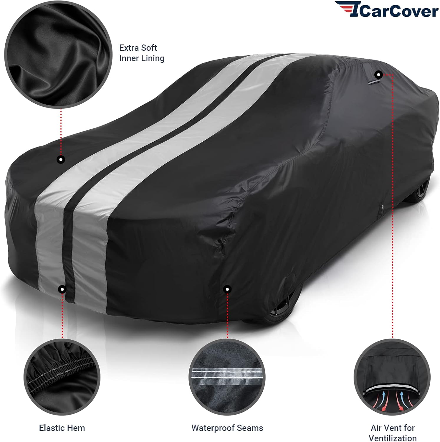 iCarCover Funda de automóvil personalizada para Ford Mustang 1979-2004, impermeable, para todo tipo de clima, lluvia, nieve, UV, protector solar