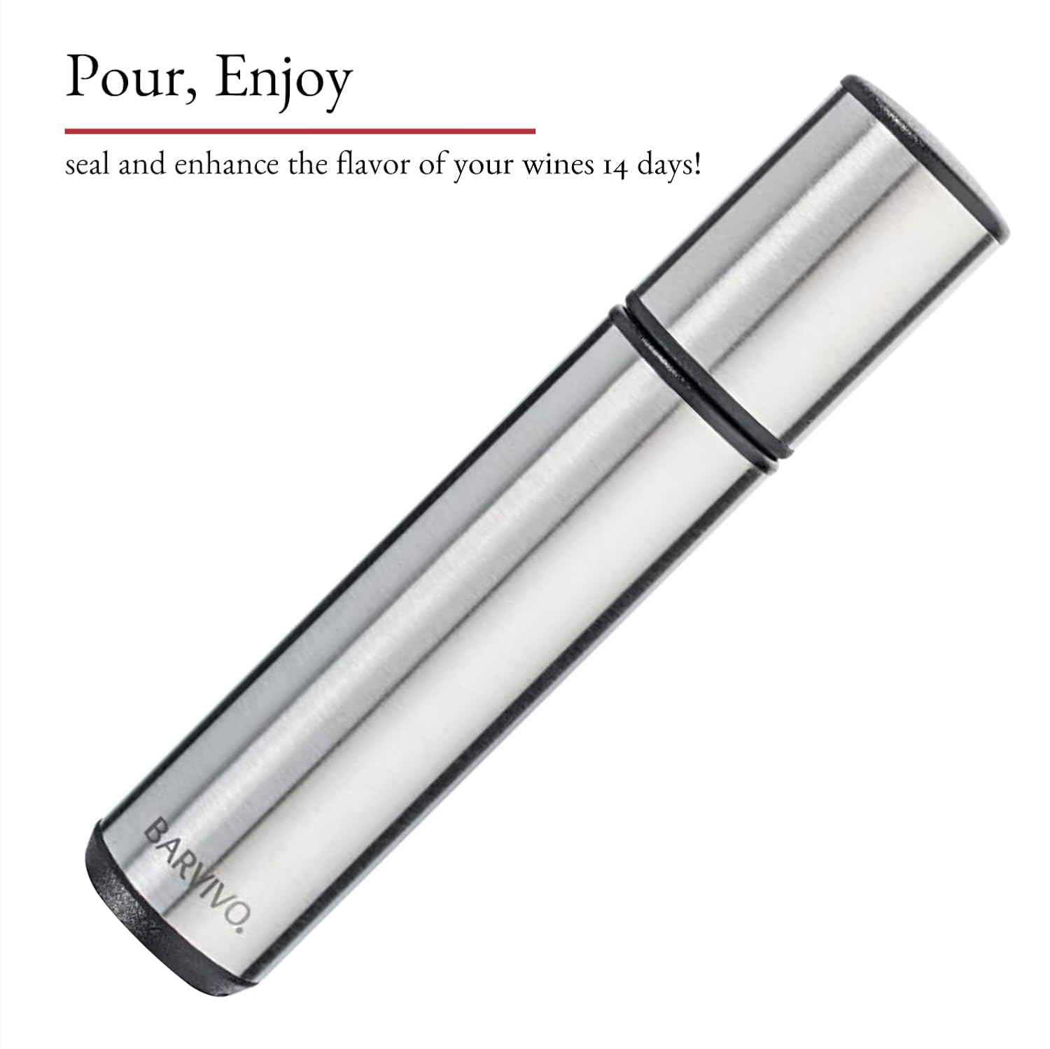 BARVIVO Kit de conservador de vino de alta calidad, tapones para botellas de vino extra fáciles de usar y bomba de vino al vacío, mantiene el vino
