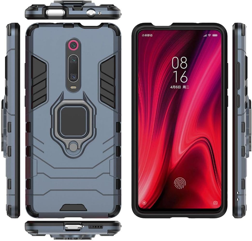 Funda para Xiaomi Mi 9T  Mi 9T Pro, Ring Kickstand Hybrid 2 en 1 PC y silicona Cubierta protectora a prueba de golpes de doble capa para Xiaomi Mi