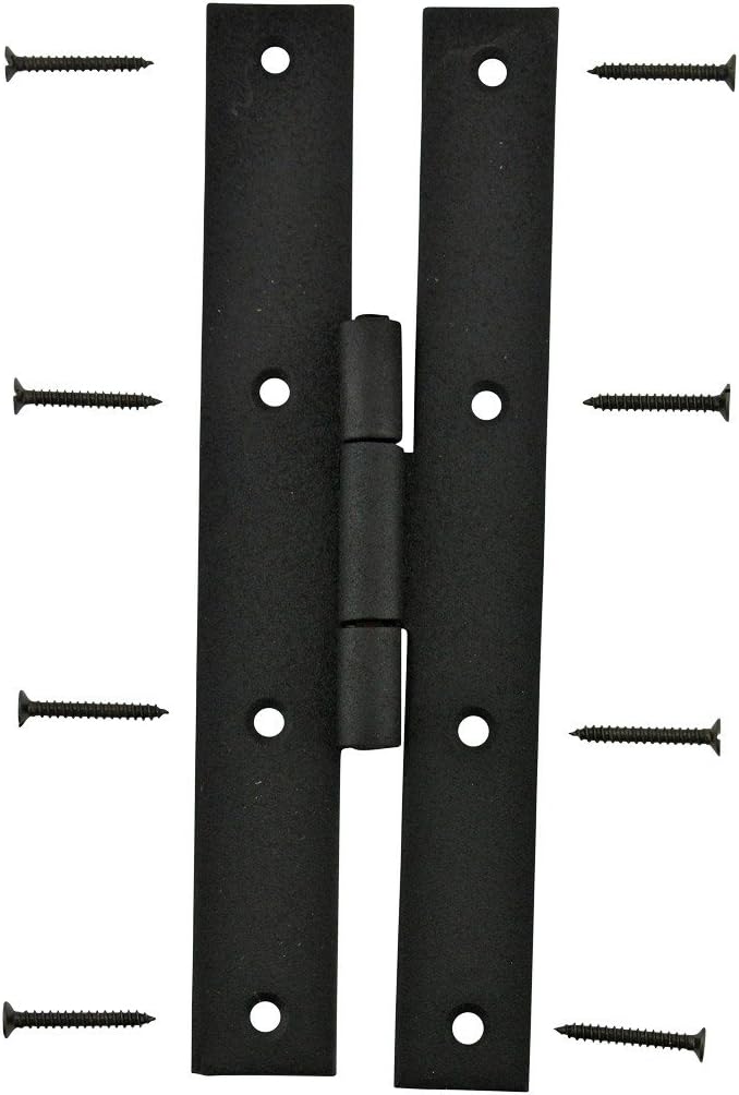 Renovators Supply Manufacturing H – Bisagras de gabinete de cocina de hierro forjado negro de 7 pulgadas con tornillos
