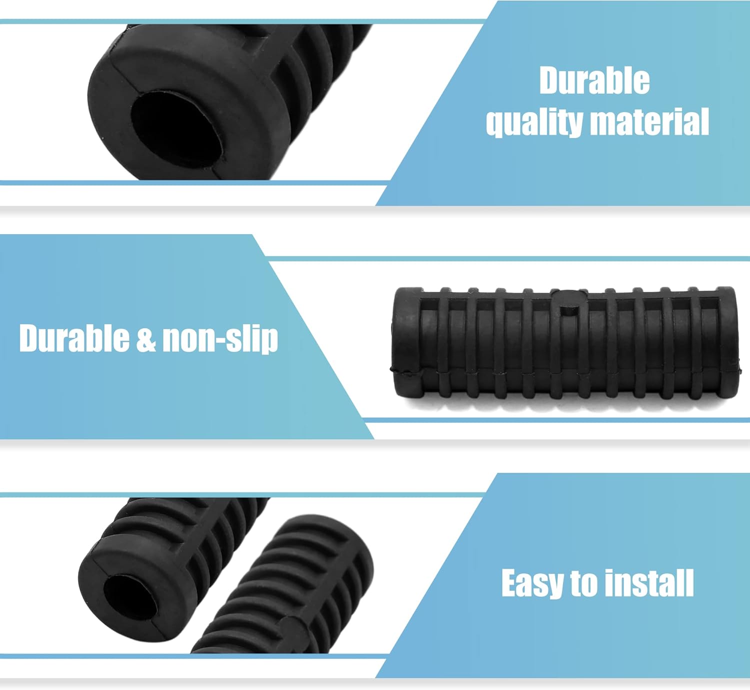 uxcell 1 par 0.591 in goma antideslizante reposapiés pedal pie clavija cubierta Shell negro para motocicleta