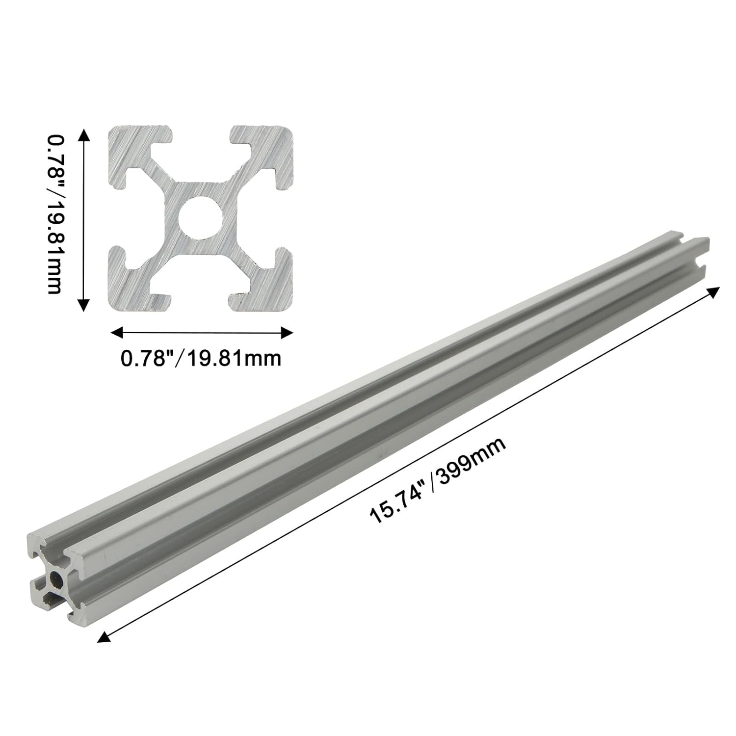 10 piezas de extrusión de aluminio con ranura en T de 15.7 pulgadas, riel lineal anodizado estándar europeo de 15.748 in para impresora 3D, CNC DIY,