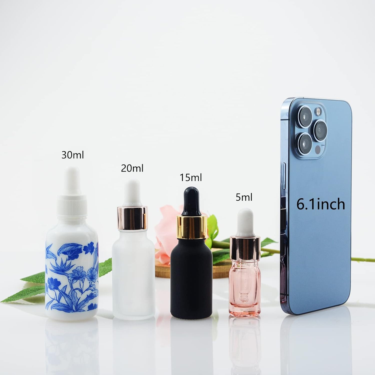10 botellas con cuentagotas de vidrio esmerilado negro de 12 oz (0.5 fl oz), perfume, aromaterapia, cosméticos, aceites esenciales, muestra de mini