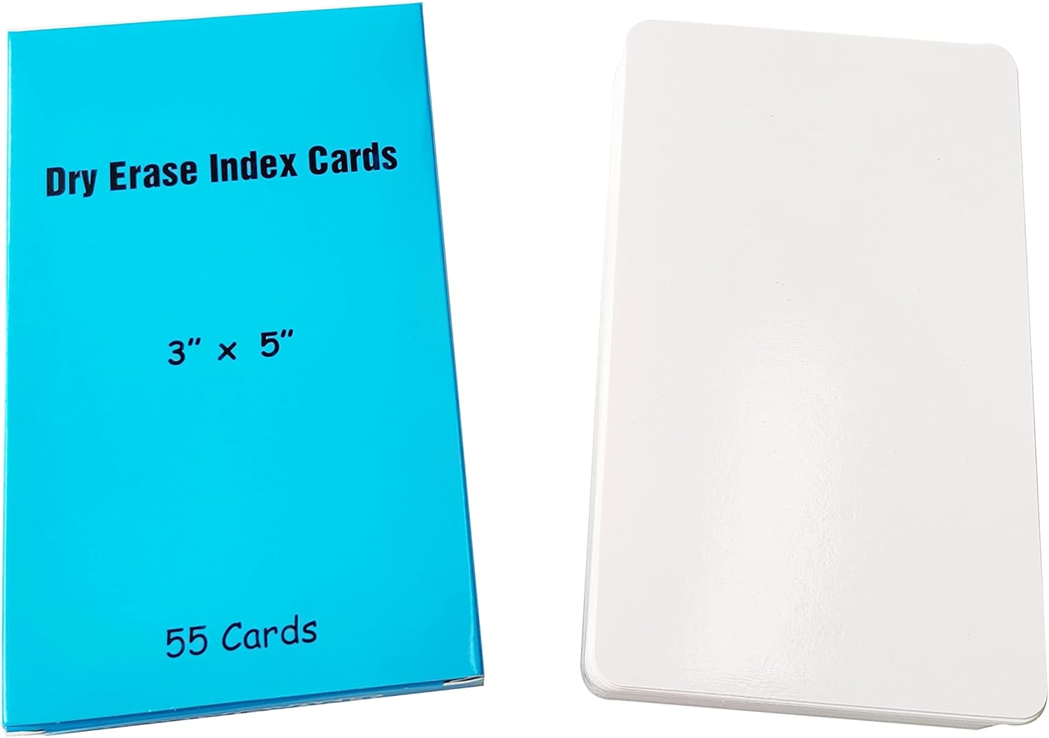 Tarjetas de índice de borrado en seco, 3 x 5 pulgadas, 55 tarjetas laminadas, ambos lados en blanco, tarjetas de notas reutilizables de borrado en