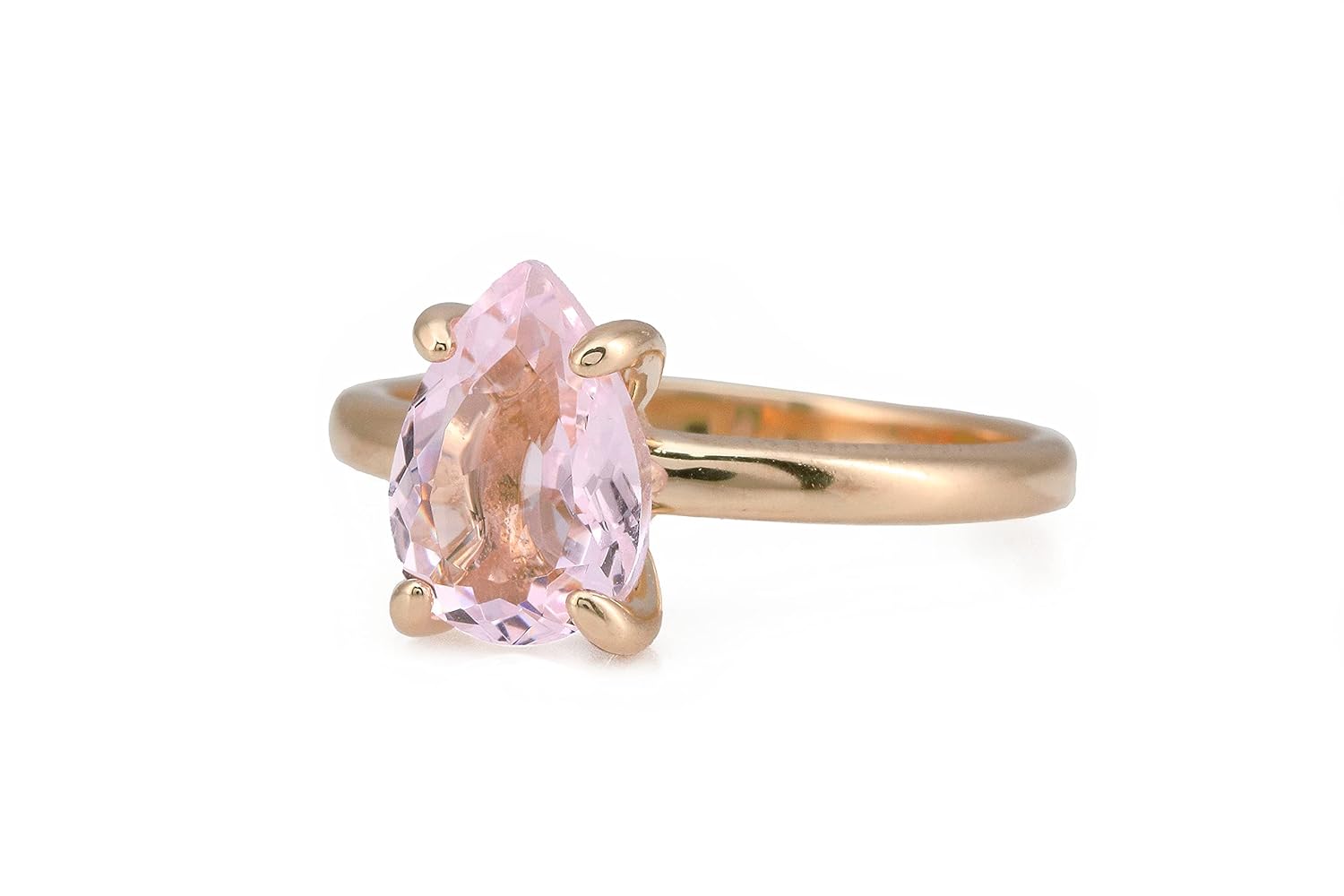 14K Rose Gold Ring – Elegant Pink Rose Quartz Stone Ring for Women – with Engraving and Fancy Ring Box – Handmade Jewelry