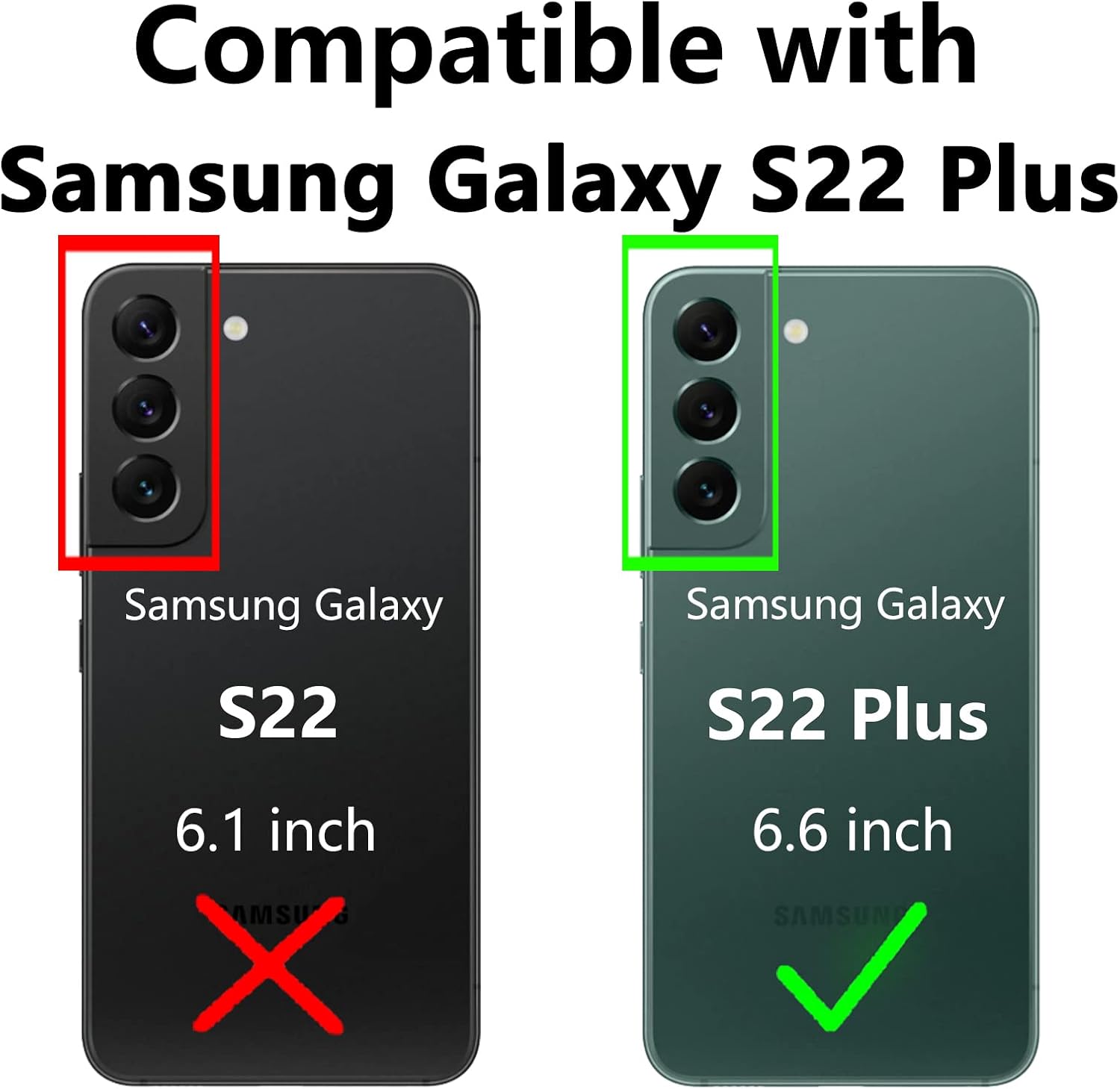SKTGSLAMY Funda para teléfono Galaxy S22 Plus, con protectores de pantalla y funda para cámara, grado militar 16 pies. Funda protectora con función