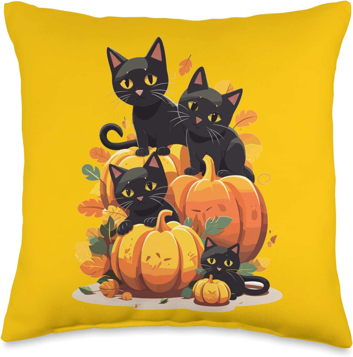 Helloween Cat Costume And Horror Costume Designs Halloween Costume Ladies with Pumpkin Black Cat Throw Pillow, 16×16, Multicolor