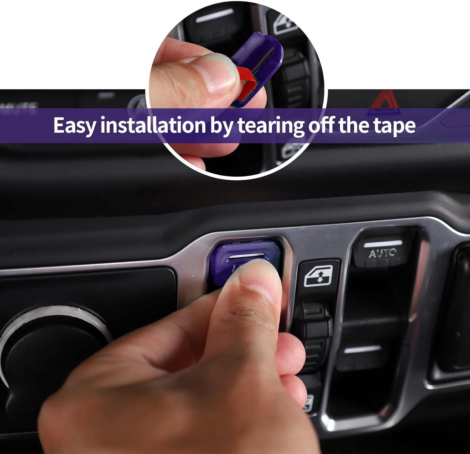 SQQP Cubierta del botón del interruptor de ventana, accesorios interiores para Jeep Wrangler JL JLU y Gladiator JT 2018-2021 (morado)