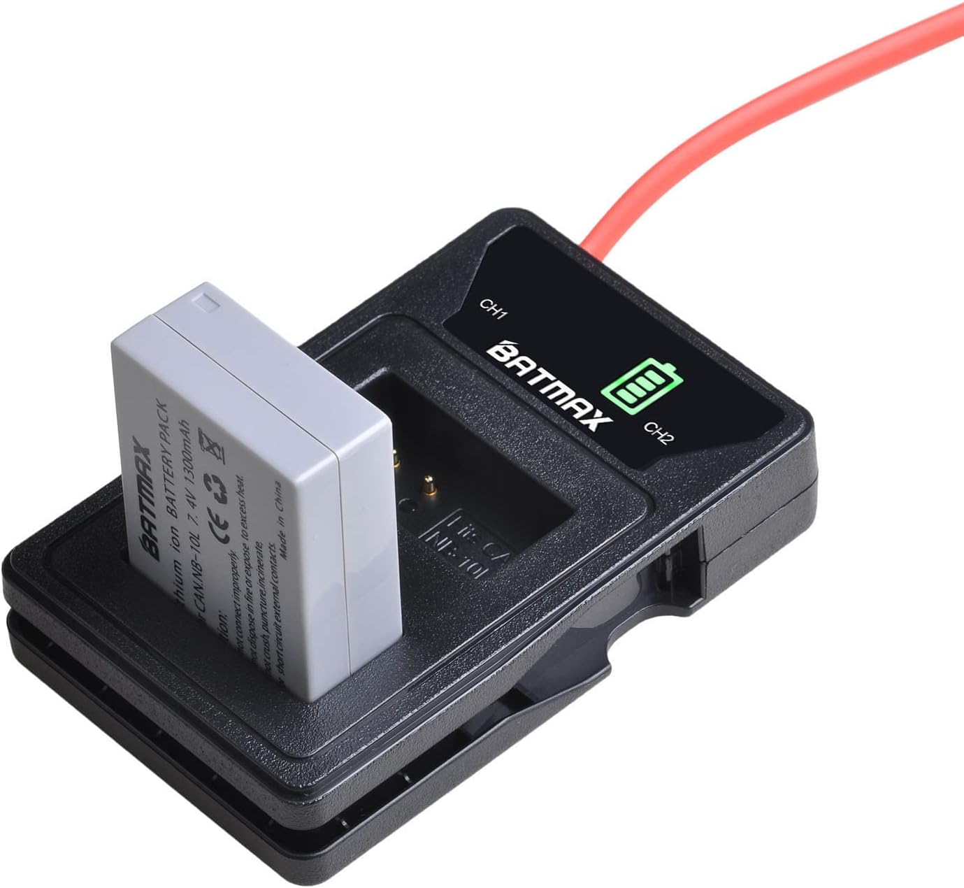 Batmax Paquete de 2 baterías NB-10L de alta capacidad (1300 mAh) + cargador USB doble integrado para batería Canon NB-10L cámaras digitales Canon