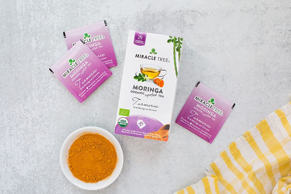 Miracle Tree – Té de moringa orgánico, superalimento, 25 sacos de té individuales sellados.
