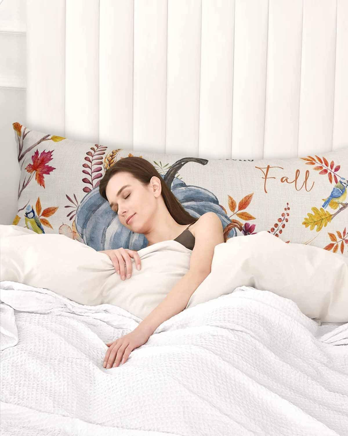 Funda de almohada corporal de otoño de Acción de Gracias, fundas de almohada suaves decorativas para sofá largo y lumbar, funda de cojín con cierre