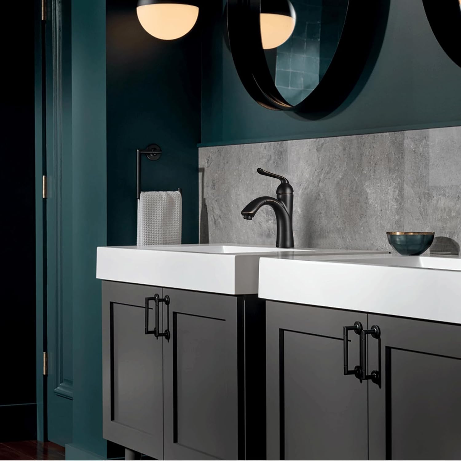 Lava Odoro – Grifo de baño de bronce aceitado con una sola manija, grifo de lavabo de bronce antiguo de un solo agujero, grifo de tocador de bronce
