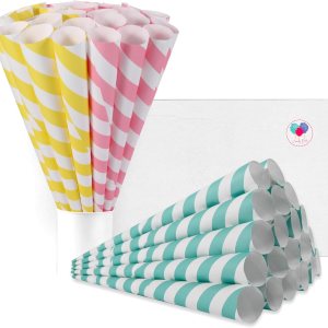 Candy Park – Conos de algodón de algodón de alta calidad, paquete de 50 unidades, rayas pastel, conos de papel multicolor para máquinas de algodón Candy Park – Conos de algodón de algodón de alta calidad, paquete de 50 unidades, rayas pastel, conos de papel multicolor para máquinas de algodón