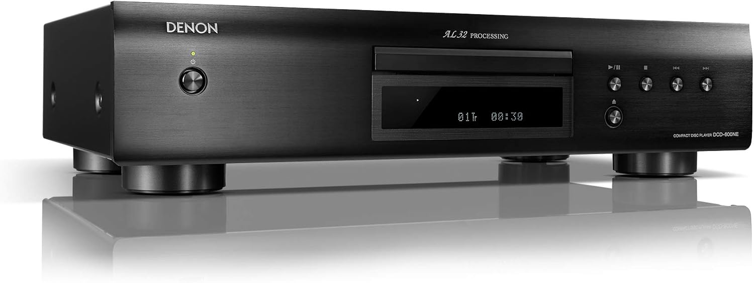 Denon Tocadiscos analógicos semiautomáticos DP-450USB  Salida USB para grabación, negro y reproductor de CD compacto DCD-600NE en un diseño