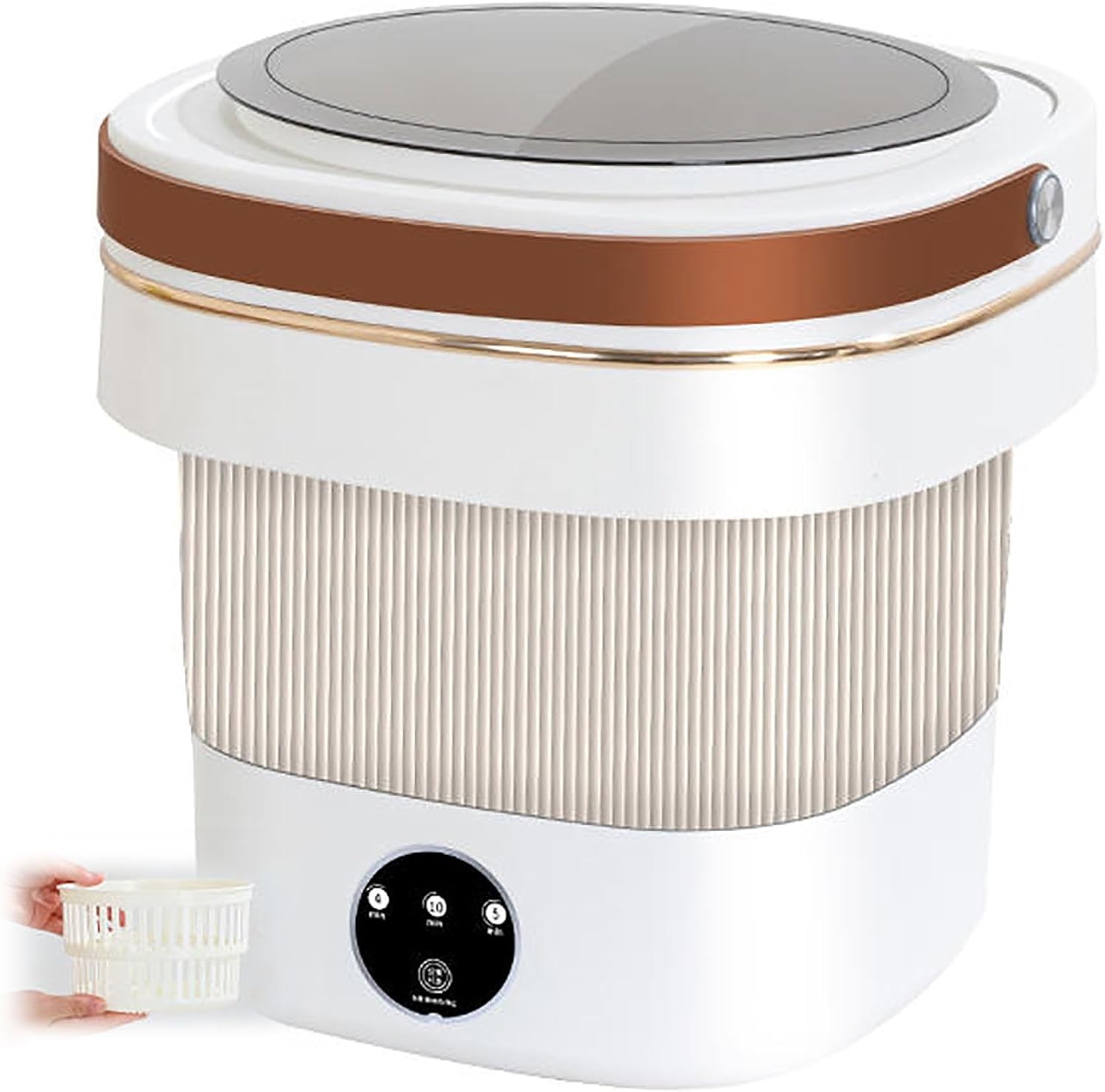 Mini lavadora plegable de alta capacidad de 9L con cesta de drenaje, manguera de drenaje, mini lavadora 2 en 1 (color blanco)