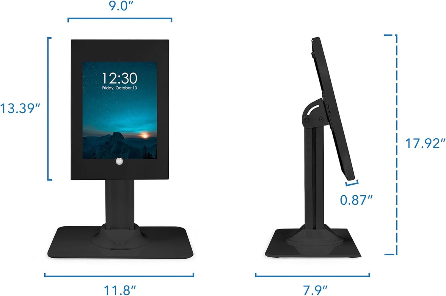 Mount-It! Quiosco antirrobo para tableta, gabinete de tableta de encimera con bloqueo con base independiente, carcasa universal compatible con iPads