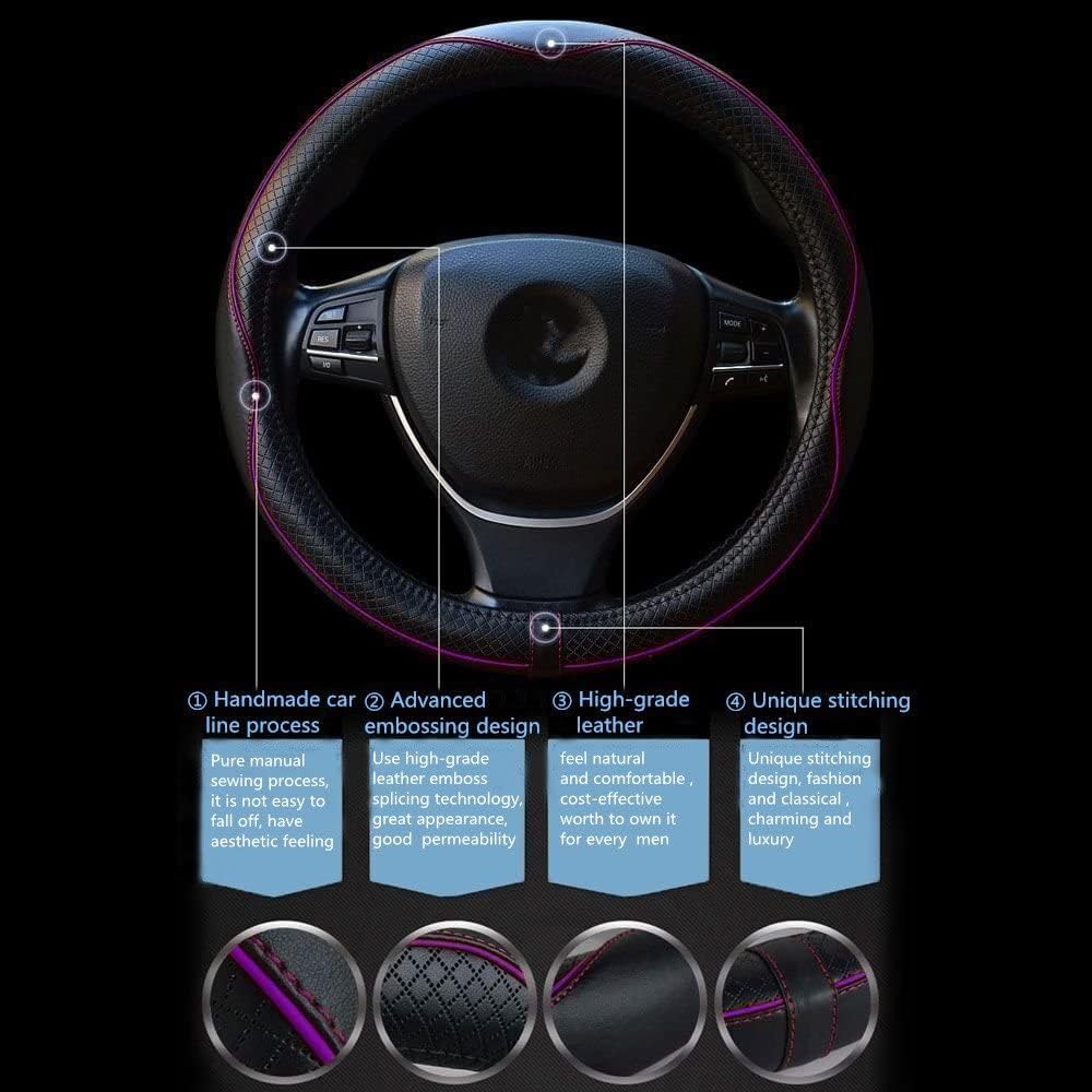 Funda universal para volante de automóvil, funda de cuero antideslizante, protector de volante de estilo deportivo, accesorios interiores de