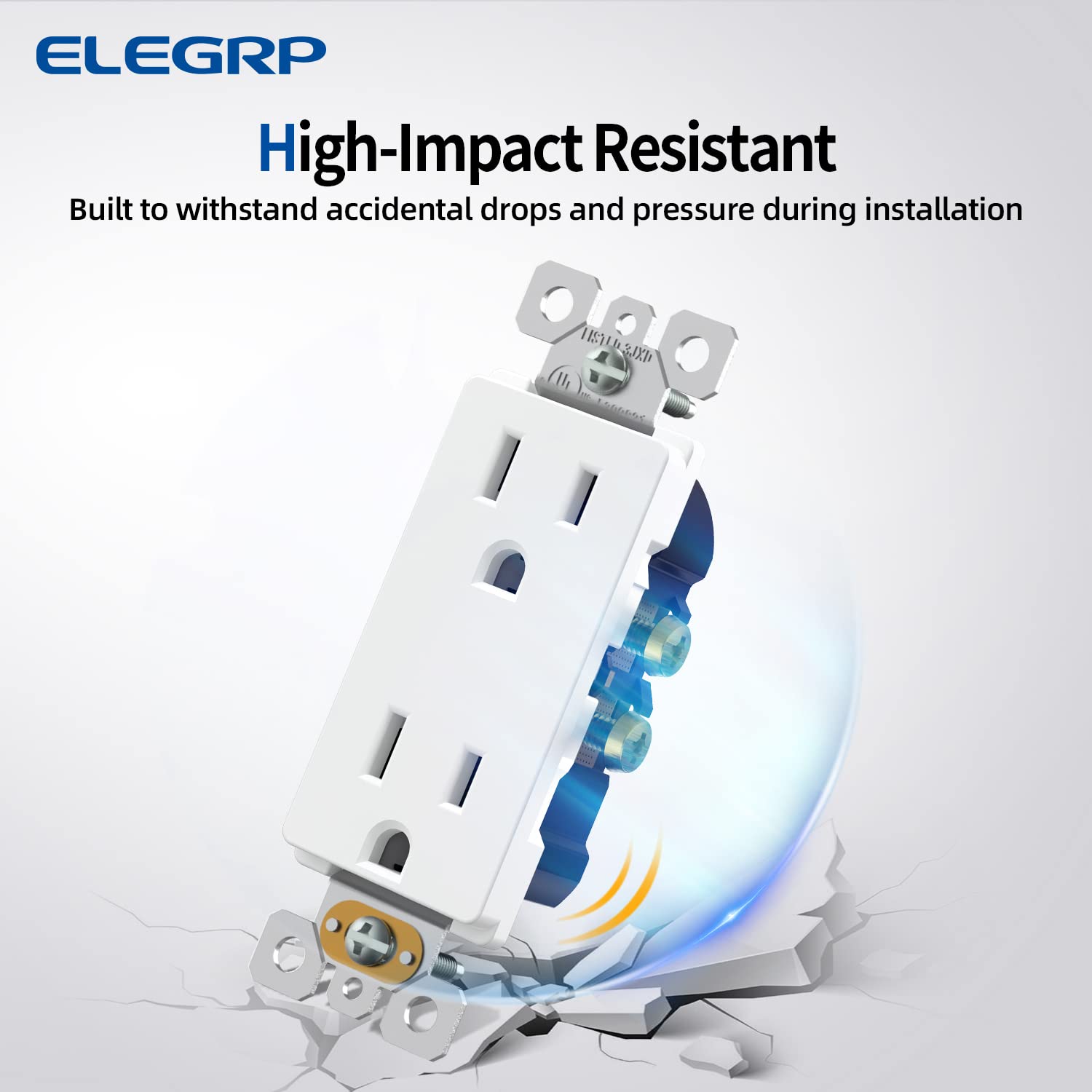 ELEGRP Receptáculo decorativo blanco mate, toma de pared eléctrica estándar de 15 A 125 V, 2 polos de 3 cables, resistente a manipulaciones, NEMA