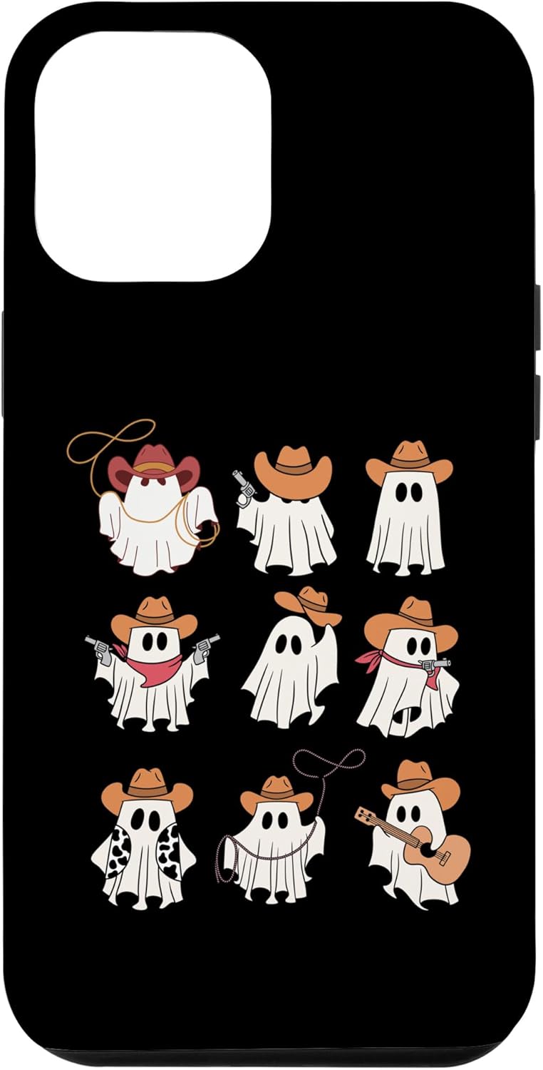 Funda espeluznante divertida para iPhone 12 Pro Max Boo Haw Western Cowboy Ghost Cowgirl