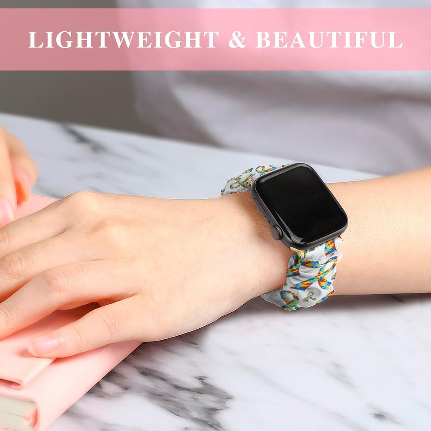 Compatible con Apple Watch Band Scrunchie de 1.496 pulgadas, 1.575 pulgadas, 1.654 pulgadas, 1.732 pulgadas, bandas elásticas para concienciación