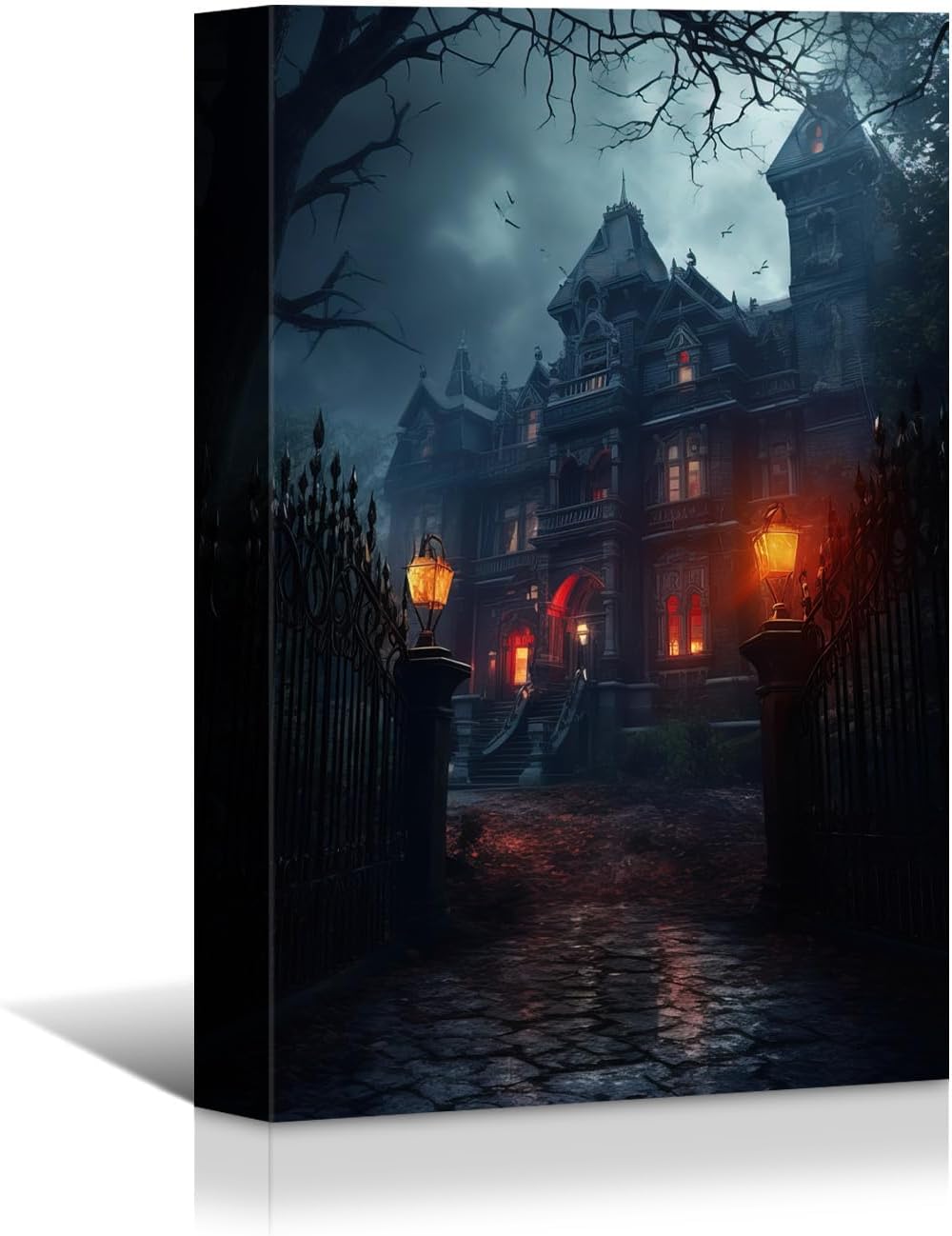 BANHUA1 Lienzo decorativo de pared de castillo de Halloween, pósteres de pintura para decoración del hogar, imágenes de arte de pared HD (18 x 24