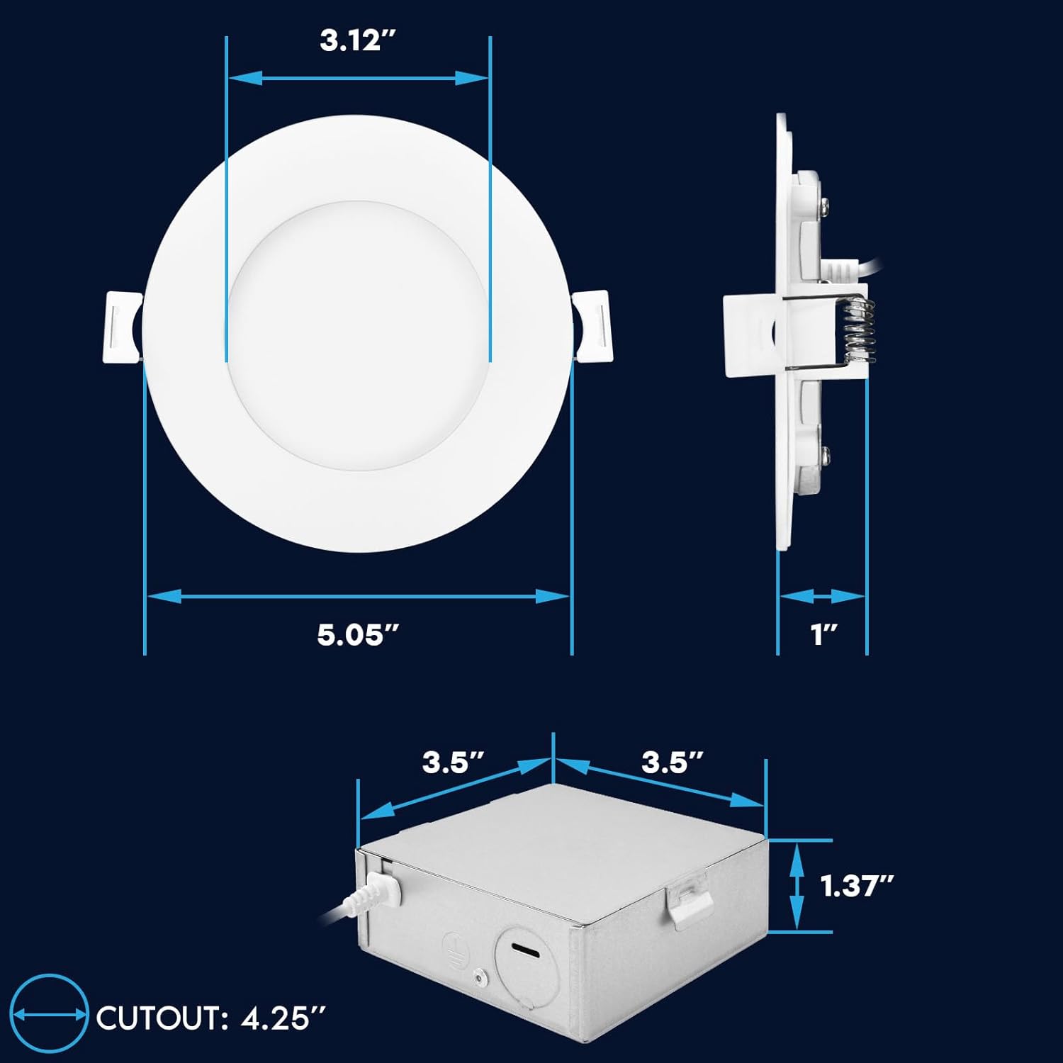 LUXRITE Iluminación empotrable LED inteligente de 4 pulgadas, cambio de color RGBW, aplicación WiFi y control de voz, compatible con Alexa y Google