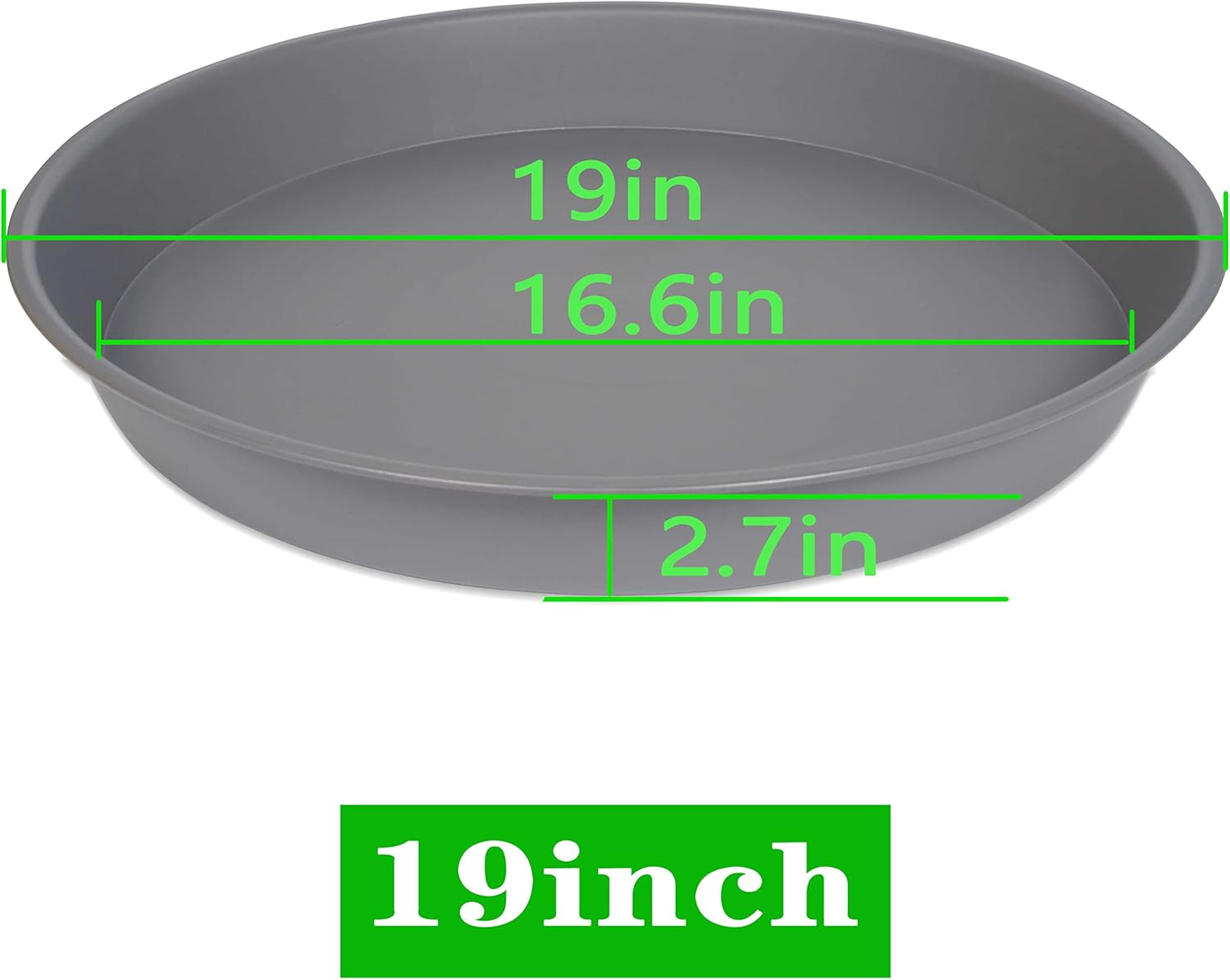Paquete de 2 platillos para plantas de 18 pulgadas de 19 pulgadas (base de 16.6 pulgadas), bandejas de plantas para macetas, platillos de plástico